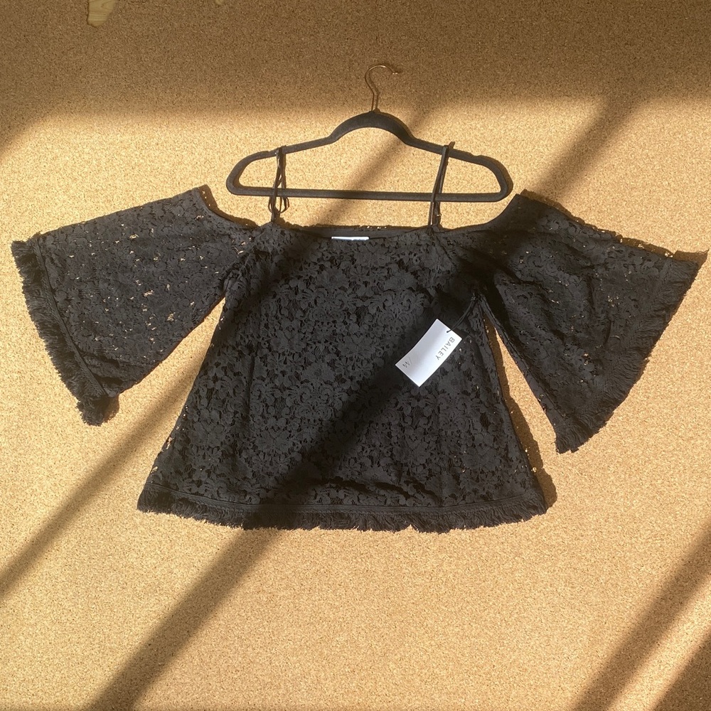 Bailey 44 Black Off-Shoulder Lace Blouse